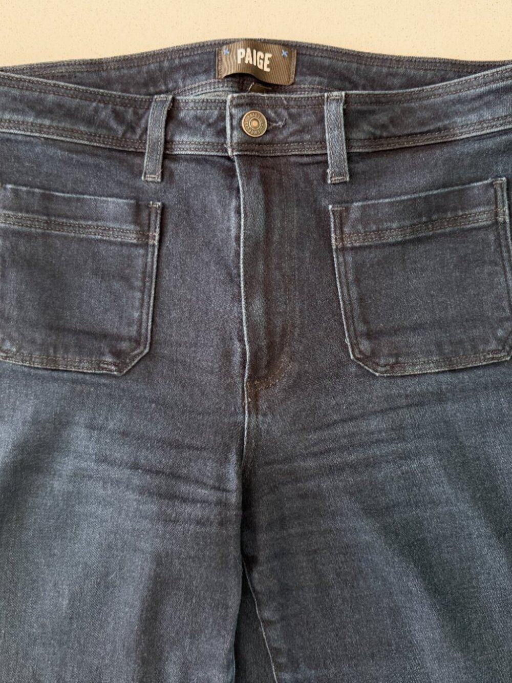 PAIGE Leenah Jeans Size 30 Dark Wash Patch Pocket Wide Leg Stretch Denim - Picture 3 of 14